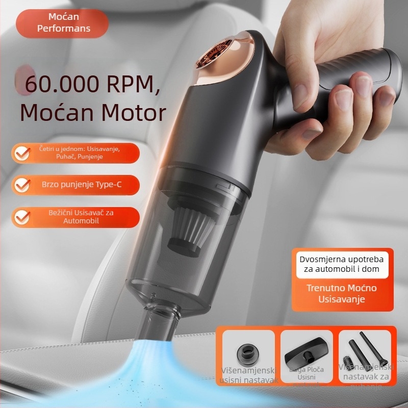 Bežični automobilski usisavač s ugrađenom baterijom 1001–1600 mAh, 90 W, tlak usisavanja ≥25 kPa