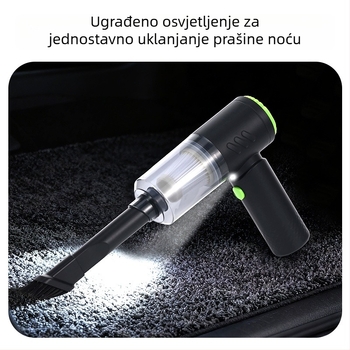 Bežični ručni usisavač za auto – mokro i suho, s osvjetljenjem | 7.4V, 48W, 4500Pa