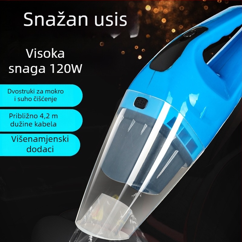 Ručni automobil usisavač za mokro i suho čišćenje, 120W, 12V, 2500Pa