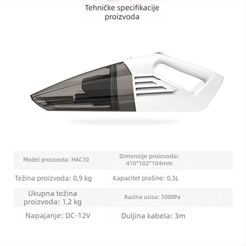 Midea ručni usisavač za automobil, snaga usisavanja 4500 Pa, 90 W, 220 V, punjivi