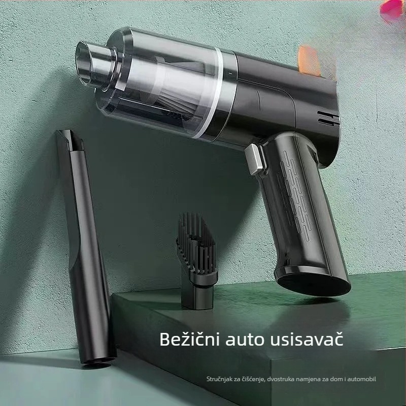 Bežični ručni usisavač s funkcijama puhanja i usisavanja za kućnu upotrebu, čišćenje površina i odjeće u garderobi, punjiv, pogodan za korištenje u automobilu.