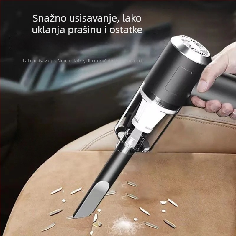 Bežični ručni usisavač s funkcijama puhanja i usisavanja za kućnu upotrebu, čišćenje površina i odjeće u garderobi, punjiv, pogodan za korištenje u automobilu.
