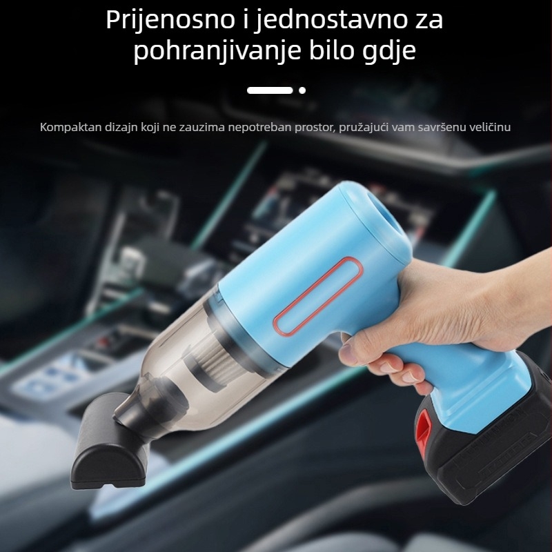 Prenosivi automobilni usisavač s dvostrukom funkcijom: usisavanje i puhanje (9000 Pa, 12 V, 90 W), punjiv