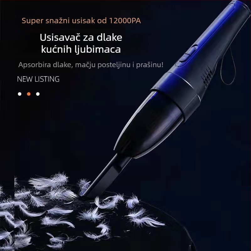 Ručni usisavač za auto s usisom 5500Pa, 12V, 120W, napajanje putem 12V utičnice, model YS-002, funkcija čišćenja prašine