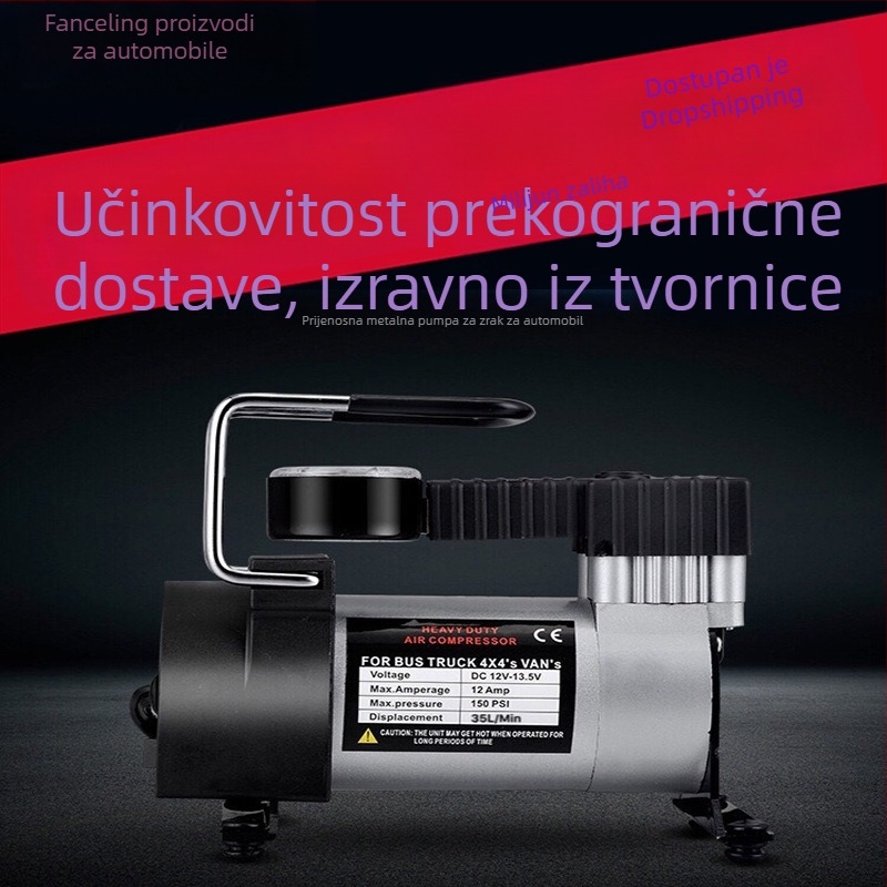 12V mini prijenosna metalna pumpa za automobil s jednoscilindričnim dizajnom i višefunkcionalnim električnim inflatorom