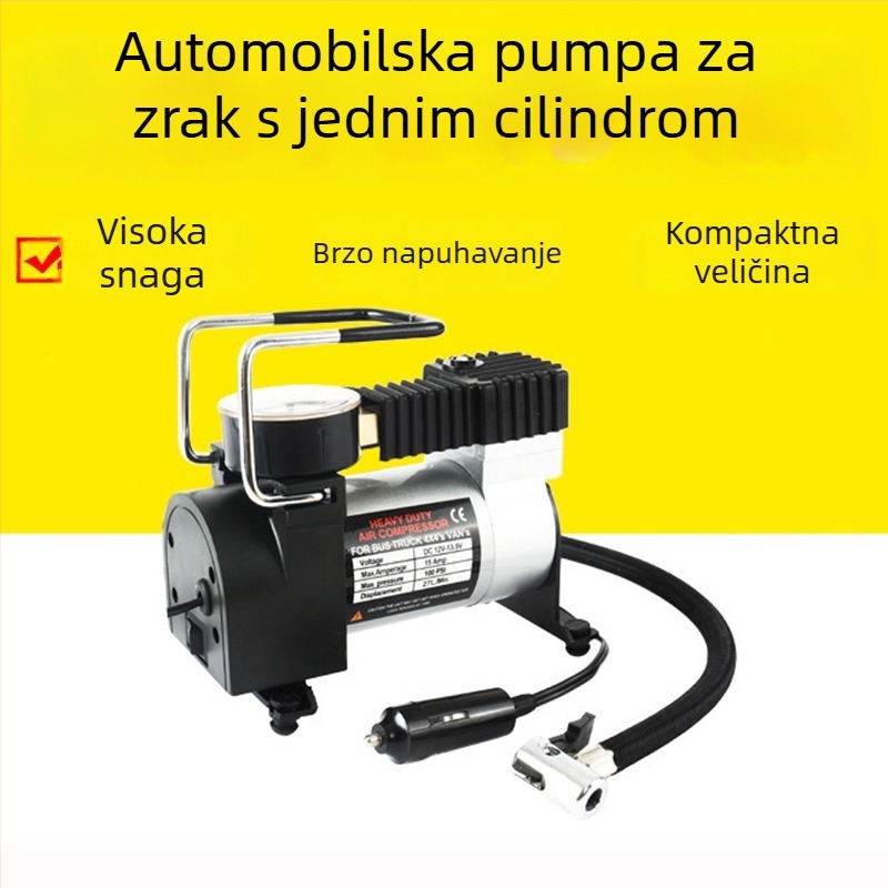 12V mini prijenosna metalna pumpa za automobil s jednoscilindričnim dizajnom i višefunkcionalnim električnim inflatorom