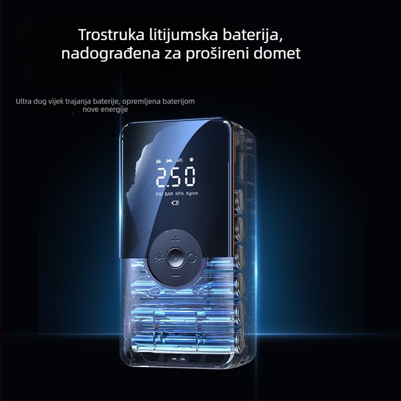 Ling Chen bežična autopumpa za zrak s digitalnim zaslonom, punjiva, prijenosna za automobile, visoke snage, 12V, 3 m kabel, osvjetljenje