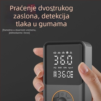Prenosna automobilska pumpa za zrak s automatskim isključivanjem, digitalnim zaslonom, LED rasvjetom i USB napajanjem