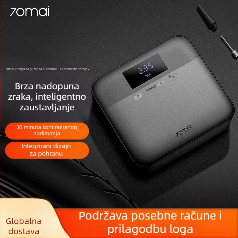 70Mai TP03 Automobilska pumpa za pneumatike, Youth verzija, 12V, 120W, USB punjenje, Digitalni zaslon, 25 L/min