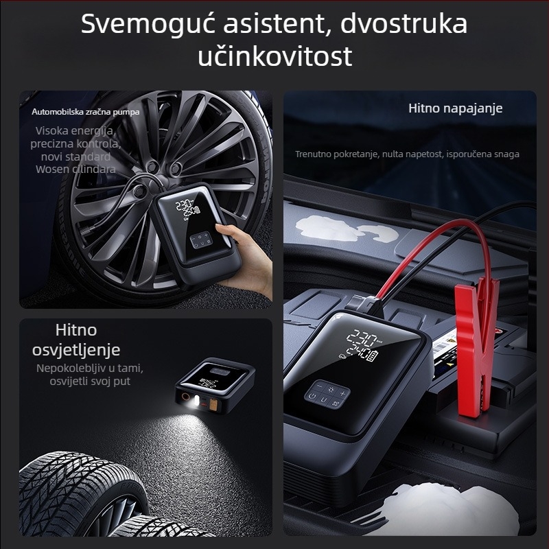 Automobilska pumpa za zrak s hitnim startom 1000A, 20V, 120W, Type-C, 35 L/min