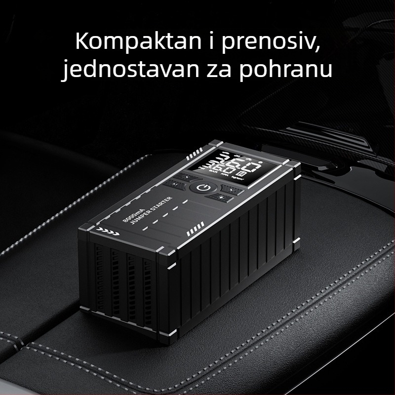 Prijenosni kompresor za zrak u automobilu s funkcijom nužnog pokretanja — sve-u-jednom bežični power bank automobila