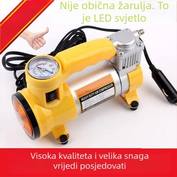 Auto kompresor za zrak s osvijetljenjem i manometrom tlaka u gumama, 12V, 180W, 35L/min