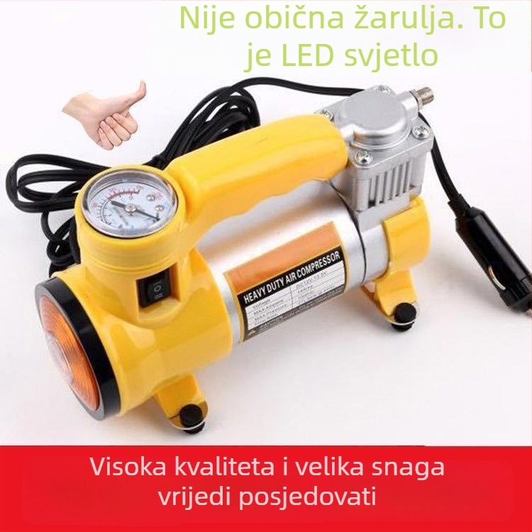 Auto kompresor za zrak s osvijetljenjem i manometrom tlaka u gumama, 12V, 180W, 35L/min