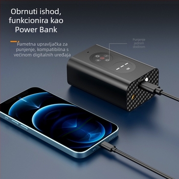 Prijenosna pumpa za automobil s digitalnim zaslonom, 7.4V, 120W, 25 L/min, težina 0,5 kg
