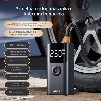 12V automobilni hitni starter s ugrađenom pumpom za zrak i manometrom za tlak zraka, rezervna baterija i power bank