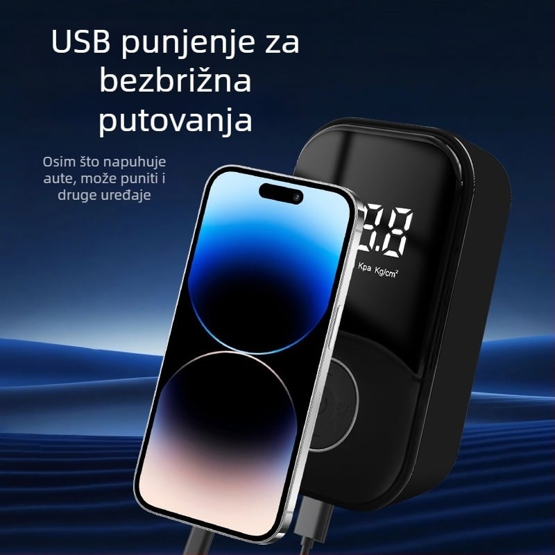 Bežična pumpa za automobil – prenosna pametna električna pumpa za gume, 100 W, 110 V, punjiva, digitalni zaslon, 25 L/min