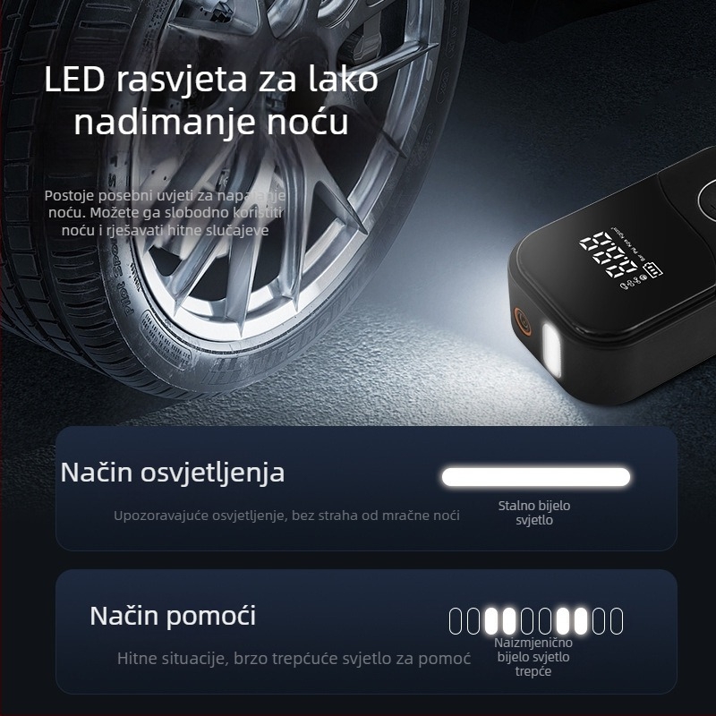 Bežična pumpa za automobil – prenosna pametna električna pumpa za gume, 100 W, 110 V, punjiva, digitalni zaslon, 25 L/min