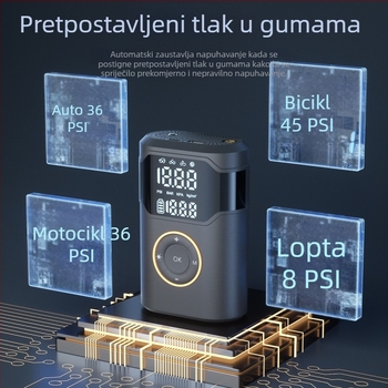 Bežična prijenosna pumpa za automobil s inteligentnim automatskim uključivanjem/isključivanjem, snažna električna pumpa za brzo napuhivanje