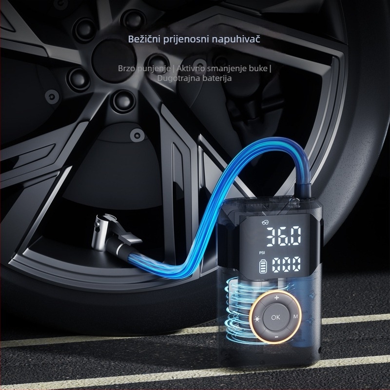 Bežična prijenosna pumpa za automobil s inteligentnim automatskim uključivanjem/isključivanjem, snažna električna pumpa za brzo napuhivanje