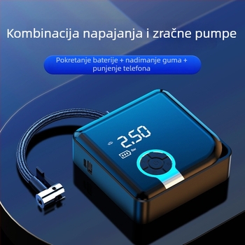 Prijenosna dvocilindrična pumpa za automobile, 160 W, USB napajanje 5V, pokazivački zaslon, s osvjetljenjem