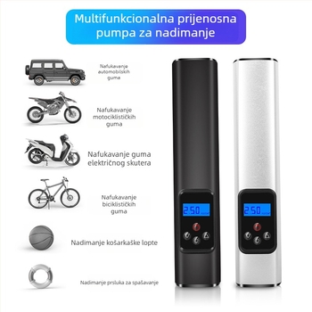 Automobilska pumpa za napuhivanje, 12V, 100W, kabel 3 m, 15-cilindrični elektromotor s digitalnim zaslonom