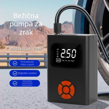 Bežično prenosna pumpa za zrak za automobil i bicikl, mini jednocilindrična, 80W, 7.4V, USB punjenje, 35 L/min, više od 20 minuta rada