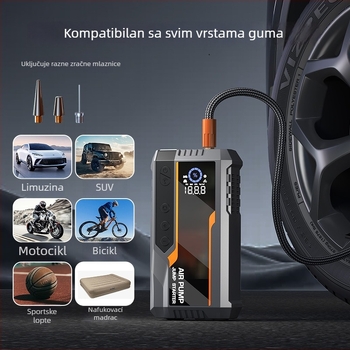 Automobilski kompresor za gume sa funkcijom hitnog pokretanja, sve-u-jednom prijenosna power banka i LED svjetlo