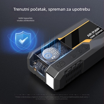 Automobilski kompresor za gume sa funkcijom hitnog pokretanja, sve-u-jednom prijenosna power banka i LED svjetlo