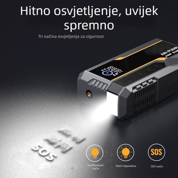 Automobilski kompresor za gume sa funkcijom hitnog pokretanja, sve-u-jednom prijenosna power banka i LED svjetlo