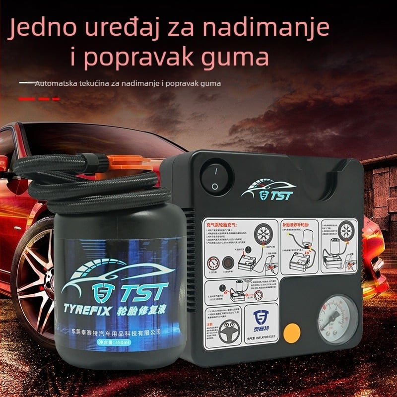 Taiset automobilni inflator s manometrom, kabelska prijenosna pumpa za zrak, 12V, 120W, 35 L/min, duljina kabla 270 cm
