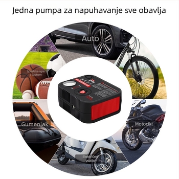 Prijenosna električna pumpa za automobile, s mjeračem tlaka i rasvjetom