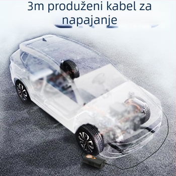 Kompresor zraka za automobil s dvostrukim cilindrom, 12V, 80W, rasvjeta, manometar i pokazivač