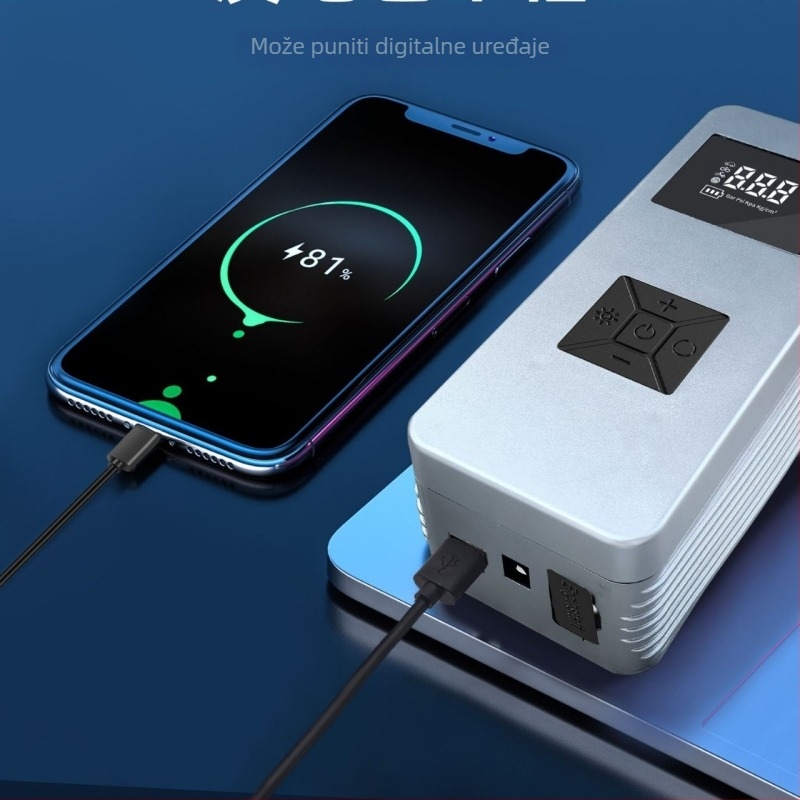 12V ugradbeni kompresor za nadjev s rasvjetom i litijskom baterijom — ABS, 120W, 30A, 2m kabel