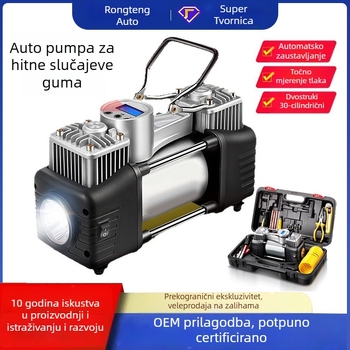 12V automobilska pumpa za zrak, dvostruki cilindar, prijenosna, za auto-gume, visok tlak, višenamjenska