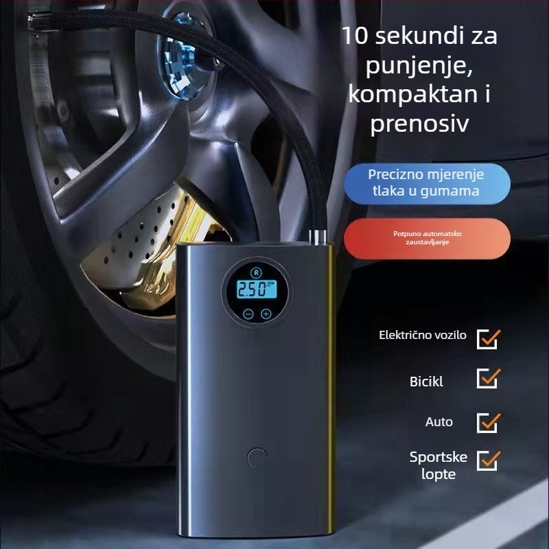 Metalna jednocilindrična pumpa za napuhavanje automobilske gume, USB punjenje i digitalni zaslon