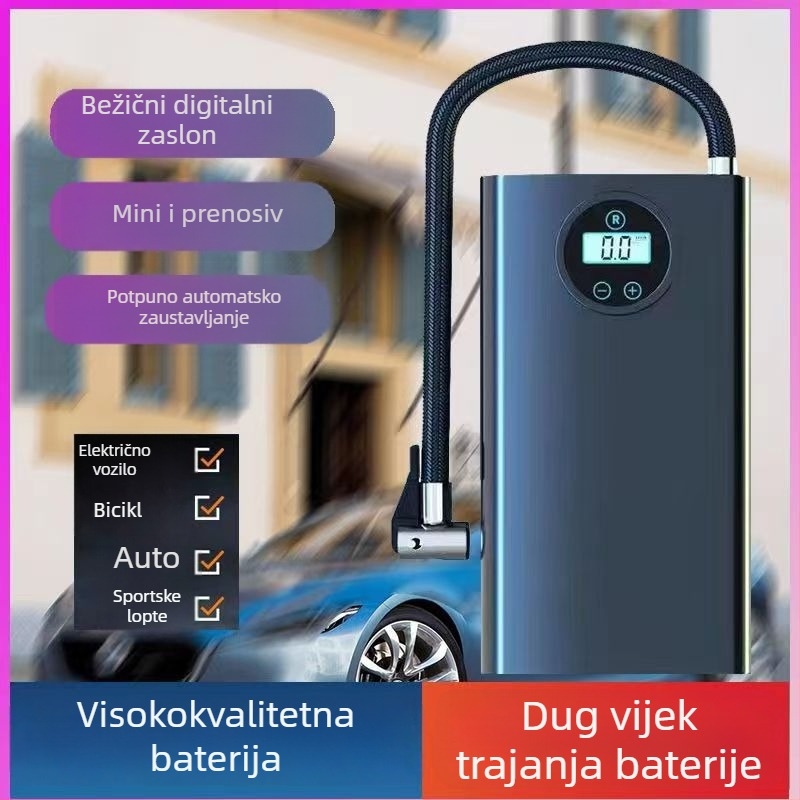Metalna jednocilindrična pumpa za napuhavanje automobilske gume, USB punjenje i digitalni zaslon