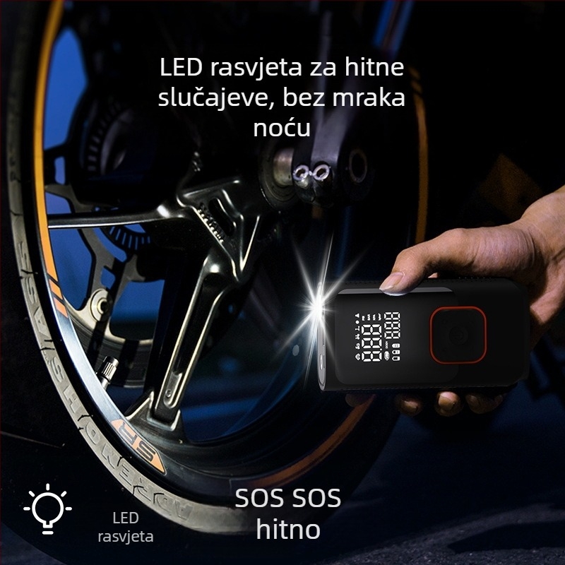 Prijenosna USB pumpa za automobile — bežična, višenamjenska, s LED svjetlom i Power Bank