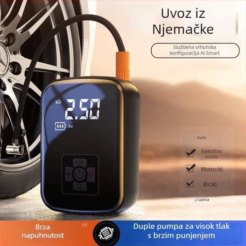Bežično prijenosna pumpa za automobil – 12V, 100W, 30 L/min, litij-ionska baterija, digitalni prikaz