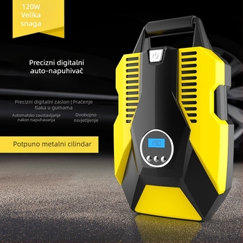 12V dvostrukocilindrična pumpa za automobil, prijenosna, s digitalnim prikazom i manometrom