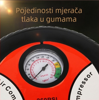 Prijenosna 12V pumpa za automobile – električna pumpa za gume za automobile, motocikle i električne bicikle