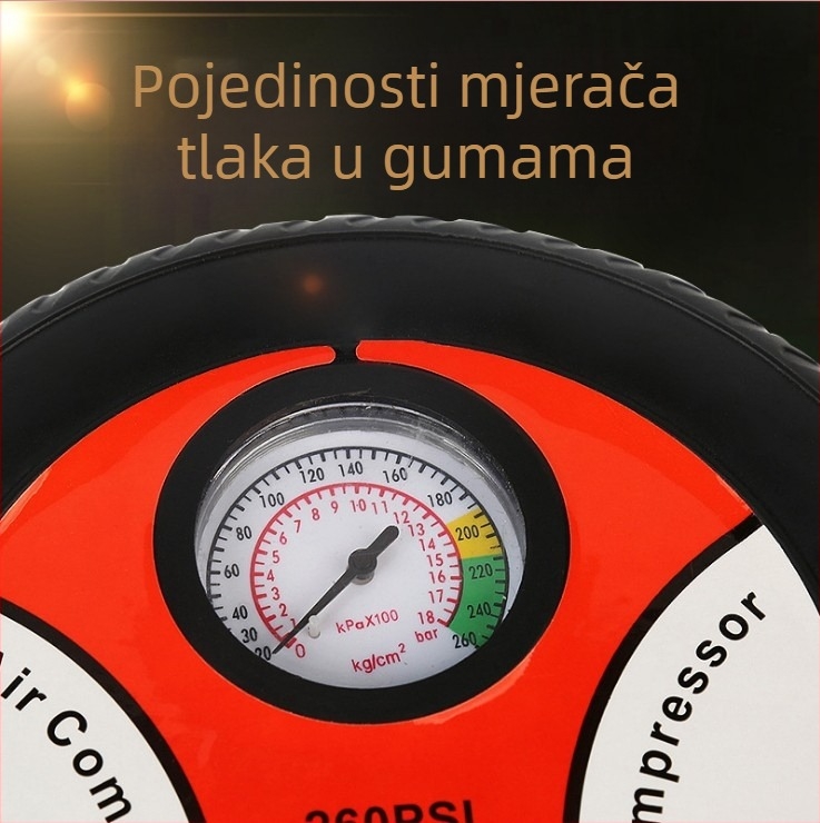 Prijenosna 12V pumpa za automobile – električna pumpa za gume za automobile, motocikle i električne bicikle