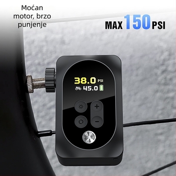 Prijenosna električna pumpa za bicikl s digitalnim zaslonom, 12V litijska baterija, 30 L/min protok zraka, ispod 80W, više od 20 minuta rada