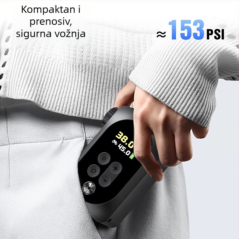Prijenosna električna pumpa za bicikl s digitalnim zaslonom, 12V litijska baterija, 30 L/min protok zraka, ispod 80W, više od 20 minuta rada