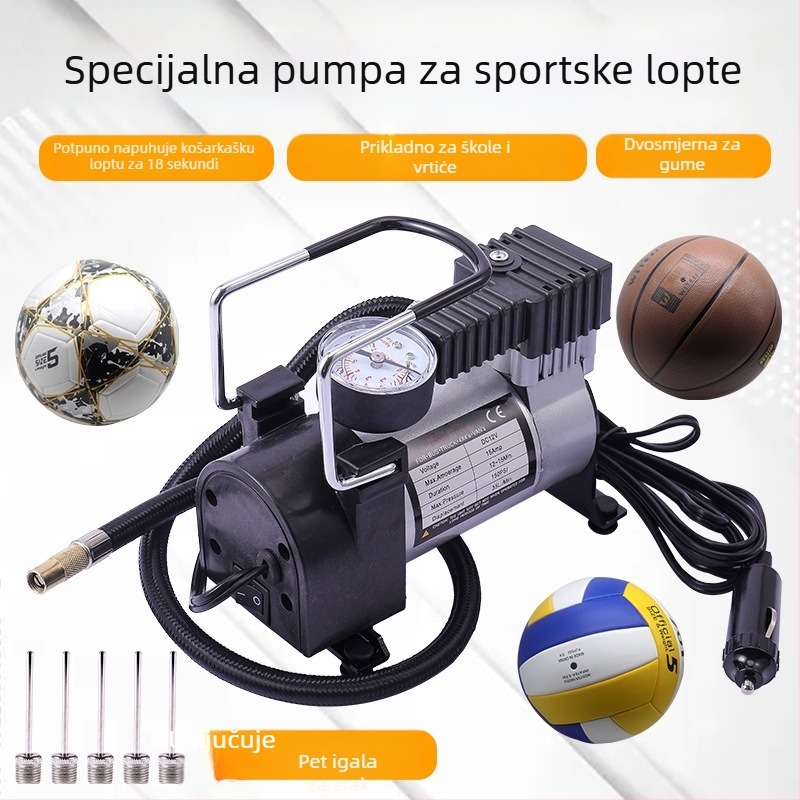 Višecilindrična pumpa za lopte – košarka, nogomet i odbojka, s digitalnim zaslonom i upozoravajućom lampicom, 220 W
