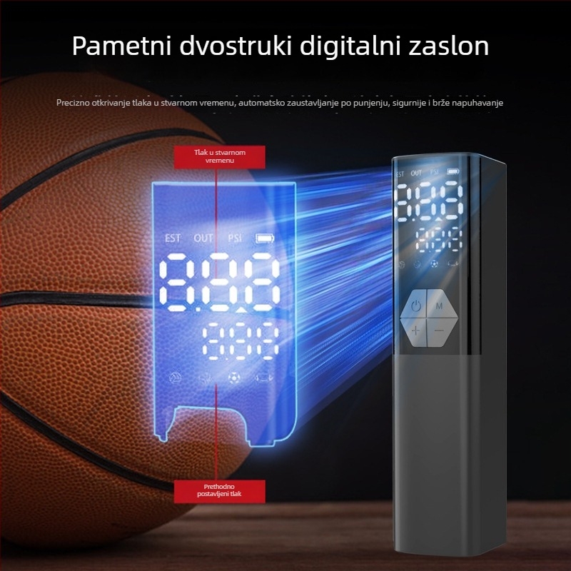 Inteligentna prijenosna električna pumpa za košarku, nogomet, odbojku i dječje nafukljive lopte; bežično punjenje