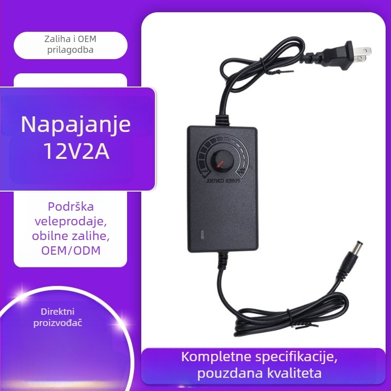 Prilagodljivi adapter napajanja s izlazom 3-12V/3-24V, do 2A, za motore, ventilatore, zračne pumpe, vodene pumpe i LED trake