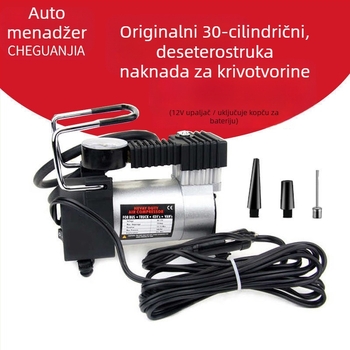Visoko učinkovita metalna jednocilindrična pumpa za zrak u automobilu, 12V, napuhivač guma
