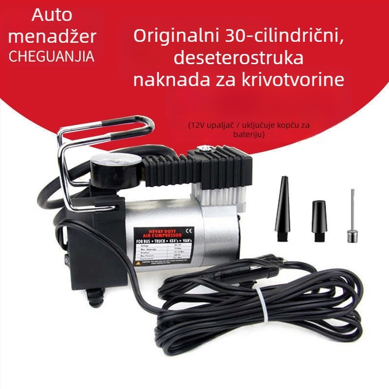 Visoko učinkovita metalna jednocilindrična pumpa za zrak u automobilu, 12V, napuhivač guma