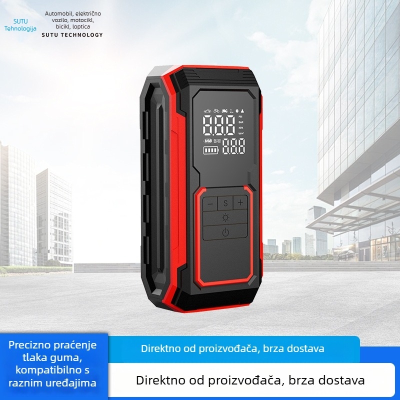 Prijenosna digitalna pumpa za automobile s prikazom na zaslonu, ručna, USB napajanje i bežično punjenje