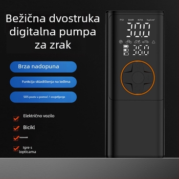 Bežični napuhivač zraka za automobile i bicikle — lagan, od aluminijske legure; 7.4V, <80W, Type-C napajanje, digitalni zaslon